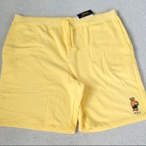 Polo Ralph Lauren Mens Beach Bear Yellow Fleece Shorts XXL/ 2XL
